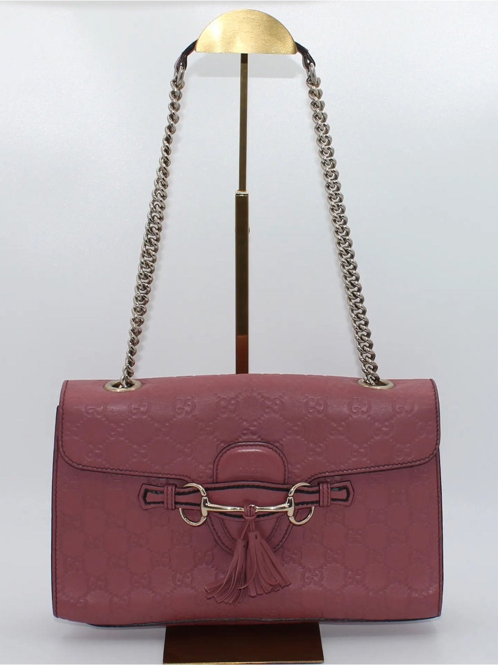 Gucci Chain Shoulder Bag Emily Pink Guccissima Leather Gold Hardware